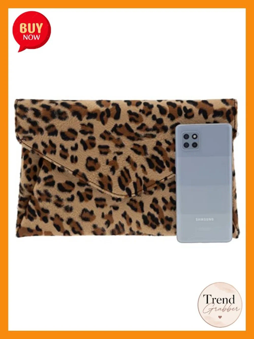 Faux Fur Leopard Print Clutch with Chain Strap
